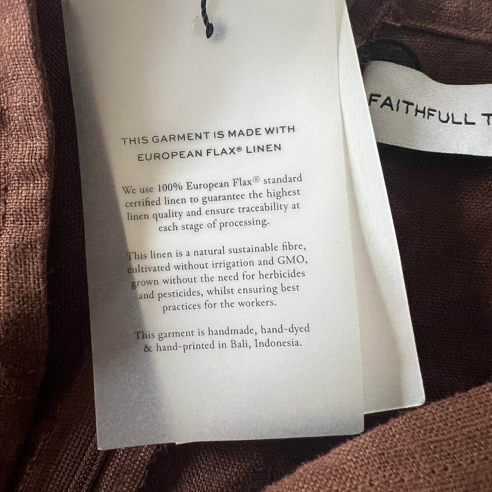 NWT Faithfull the Brand Ottavio Chocolate Brown Linen Wide Leg Pants Size 4 - Picture 9 of 10